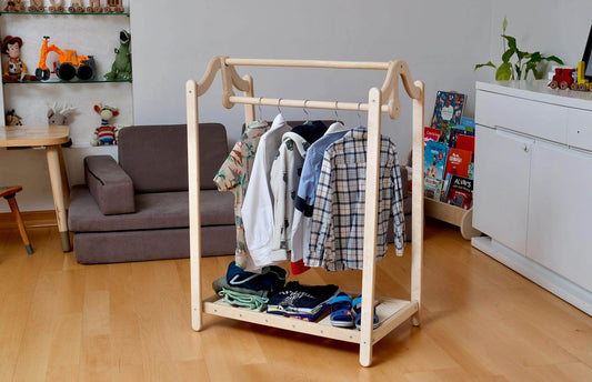 Montessori Wooden Kids Clothing Rack-1